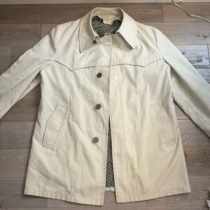 Tan Textured Trench Style w/ Paisley Lining London Fog Jacket, Size 44